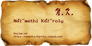 Némethi Károly névjegykártya